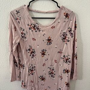 LOFT Pink Fitted Long Sleeve Blouse